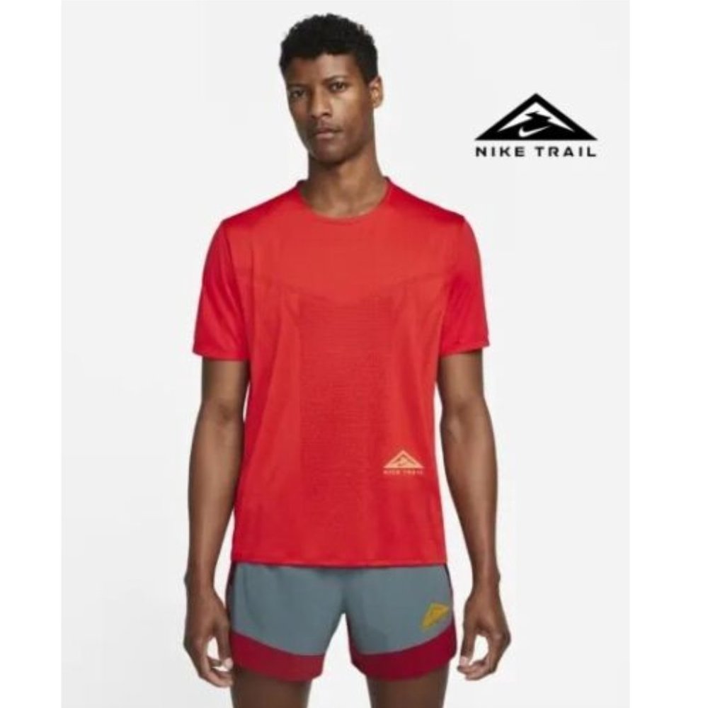 Nike Dri-FIT Rise 365 Men's Short-Sleeve Trail Running Gym Top Red